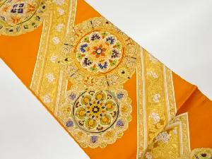 リサイクル　華文に花唐草模様織出し袋帯